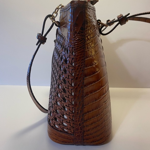 Retired Brahmin Medium Asher Pecan Lima Wicker Tote Bag Purse RARE New - Picture 13 of 16